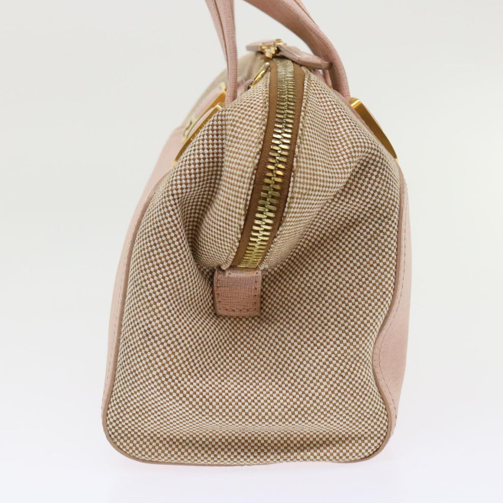 FENDI Chameleon Hand Bag Leather Canvas 2way Pink Brown bs6469