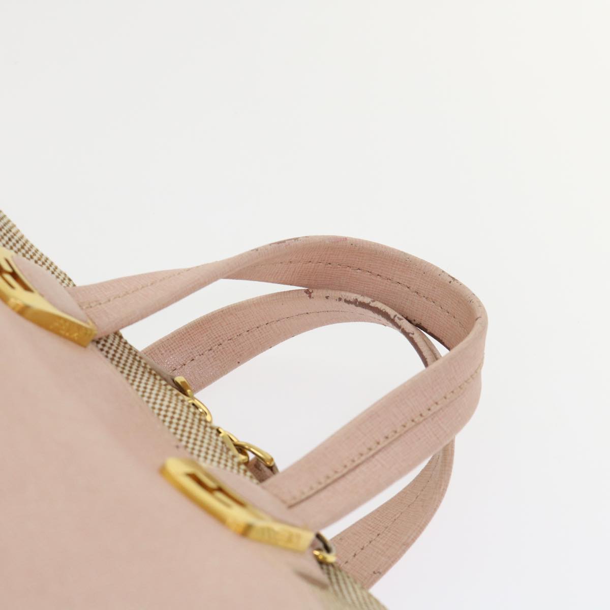 FENDI Chameleon Hand Bag Leather Canvas 2way Pink Brown bs6469
