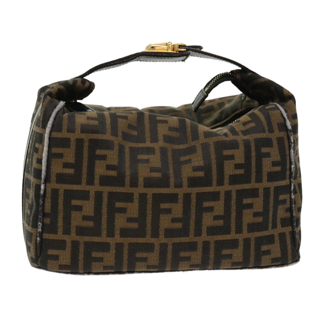 FENDI Zucca Canvas Hand Bag Leather Black Brown 2111 26348 079 bs6481