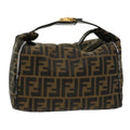 FENDI Zucca Canvas Hand Bag Leather Black Brown 2111 26348 079 bs6481