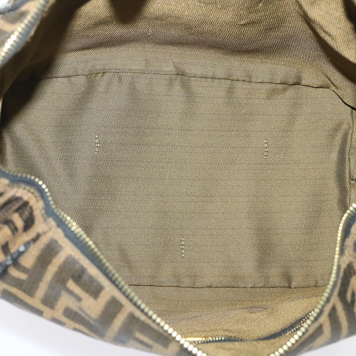 FENDI Zucca Canvas Hand Bag Leather Black Brown 2111 26348 079 bs6481