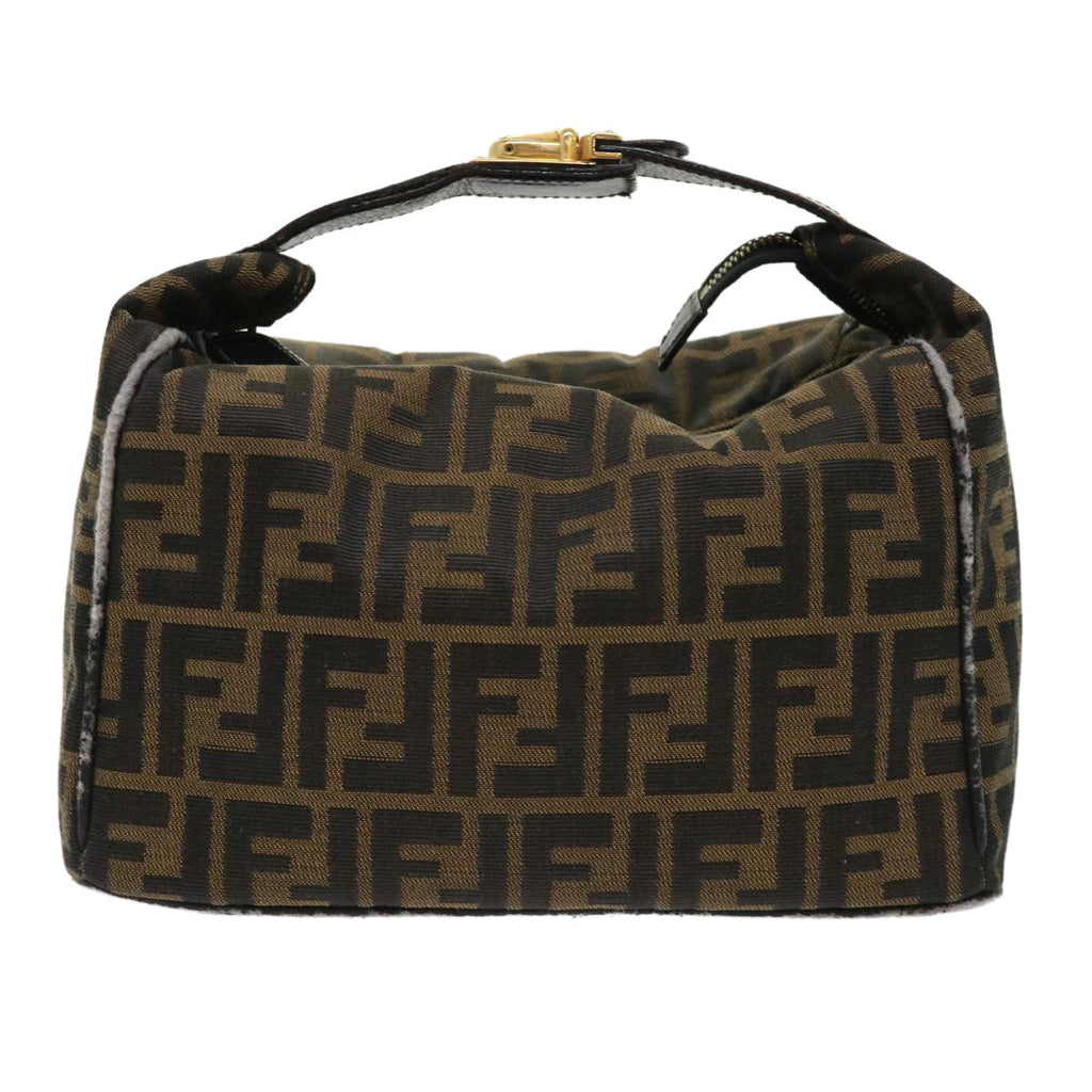 FENDI Zucca Canvas Hand Bag Leather Black Brown 2111 26348 079 bs6481