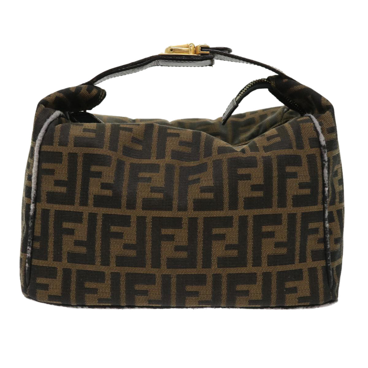 FENDI Zucca Canvas Hand Bag Leather Black Brown 2111 26348 079 bs6481
