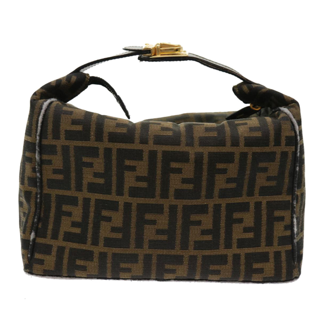 FENDI Zucca Canvas Hand Bag Leather Black Brown 2111 26348 079 bs6481