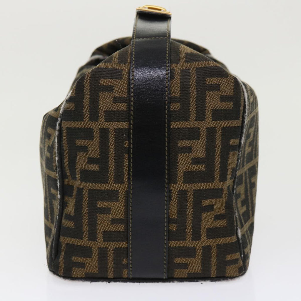 FENDI Zucca Canvas Hand Bag Leather Black Brown 2111 26348 079 bs6481