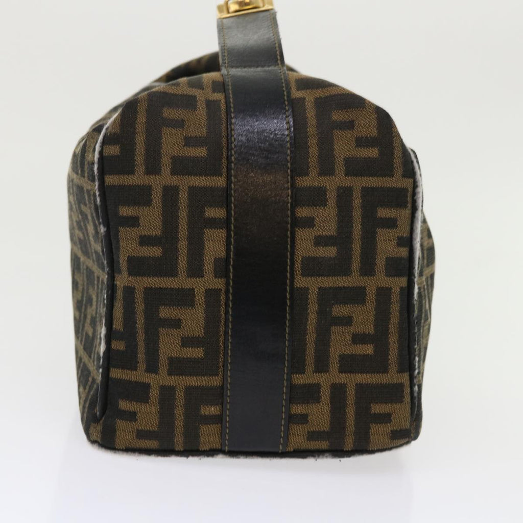 FENDI Zucca Canvas Hand Bag Leather Black Brown 2111 26348 079 bs6481