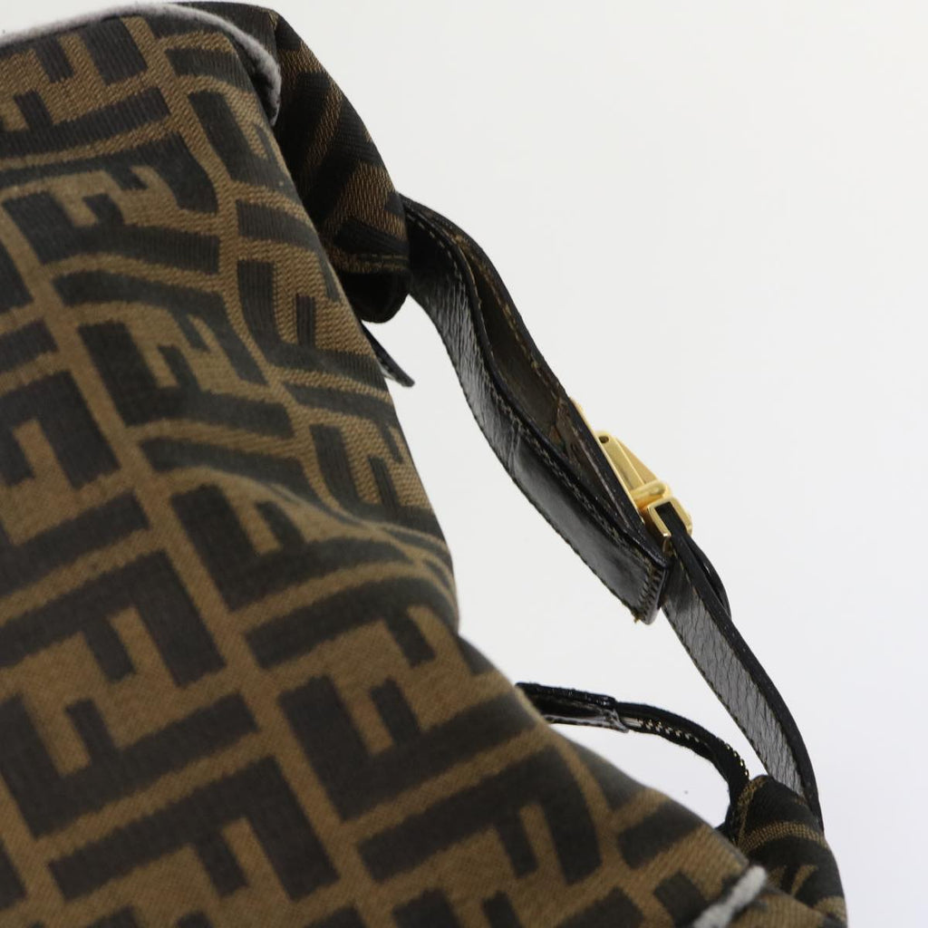 FENDI Zucca Canvas Hand Bag Leather Black Brown 2111 26348 079 bs6481