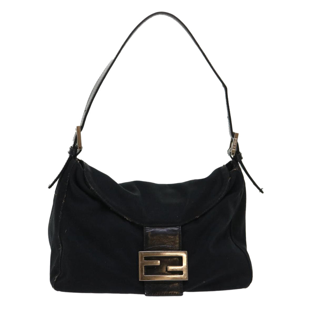 FENDI Mamma Baguette Shoulder Bag Nylon Black bs6540