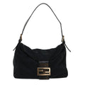 FENDI Mamma Baguette Shoulder Bag Nylon Black bs6540