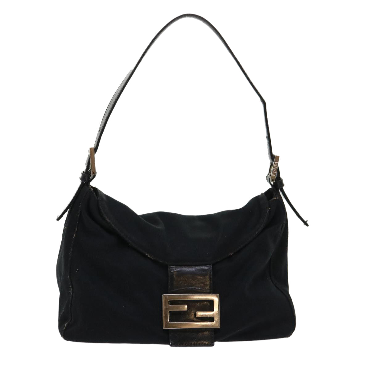 FENDI Mamma Baguette Shoulder Bag Nylon Black bs6540