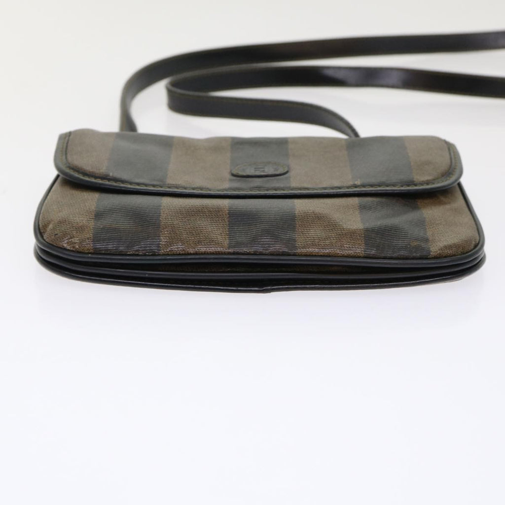 FENDI Pecan Canvas Shoulder Bag Black Brown bs6553