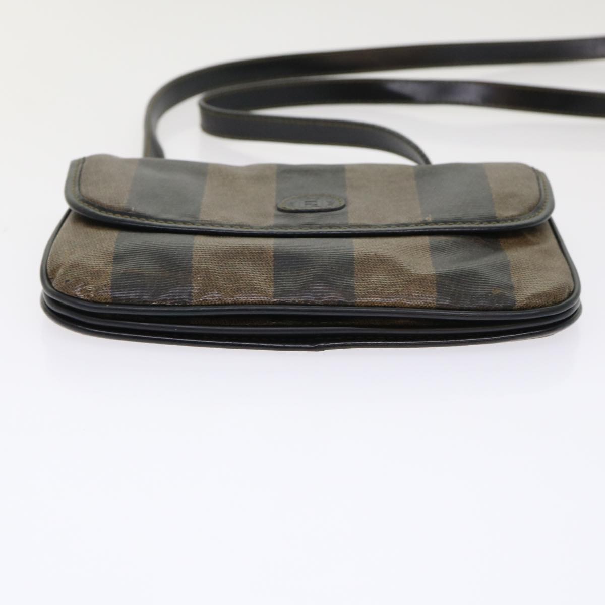 FENDI Pecan Canvas Shoulder Bag Black Brown bs6553