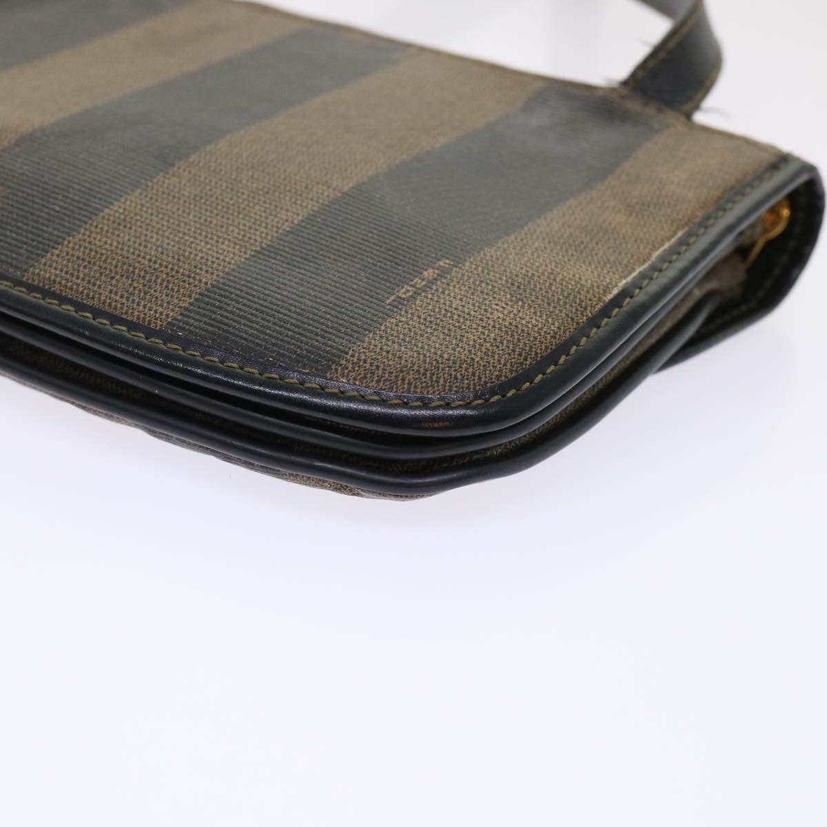 FENDI Pecan Canvas Shoulder Bag Black Brown bs6553