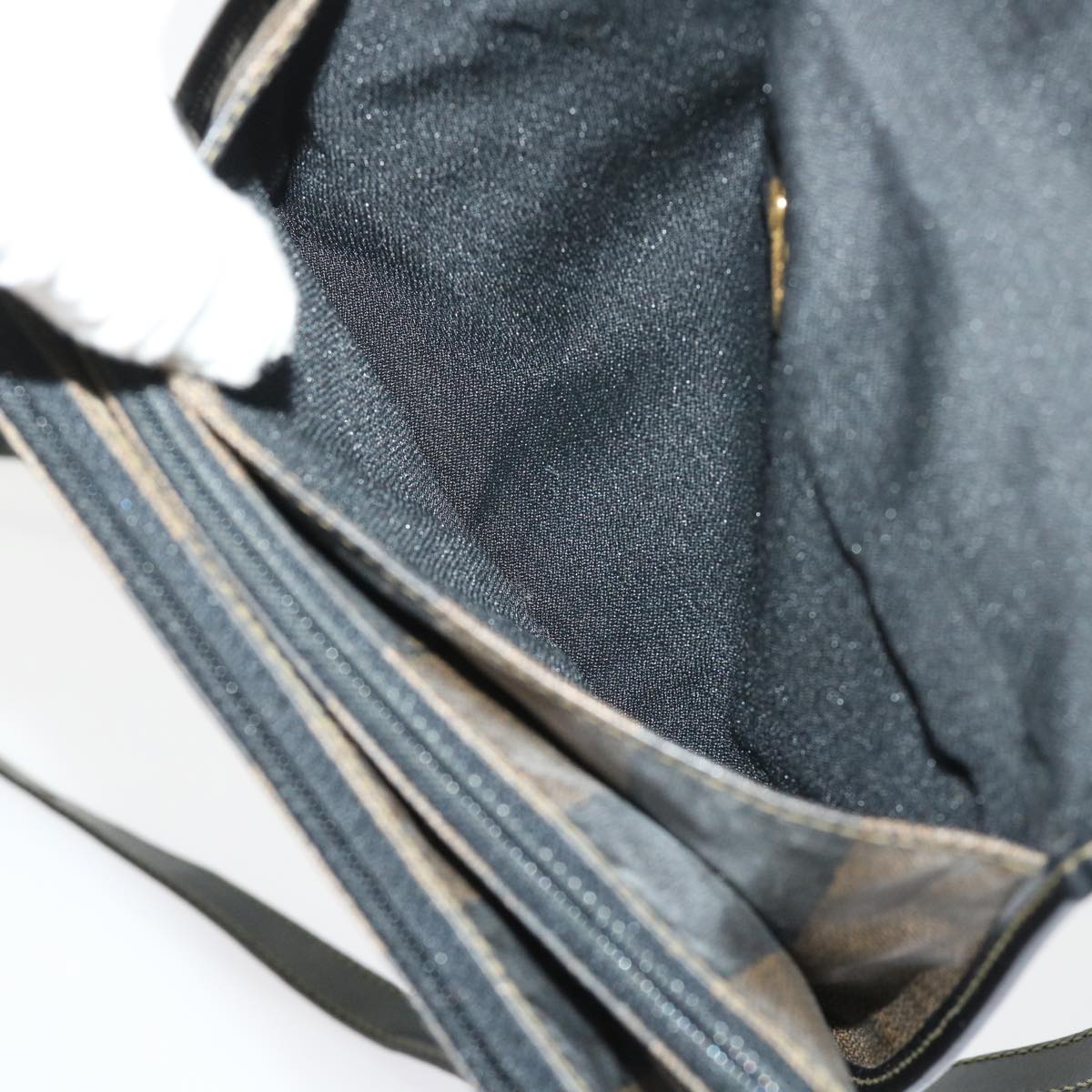 FENDI Pecan Canvas Shoulder Bag Black Brown bs6553
