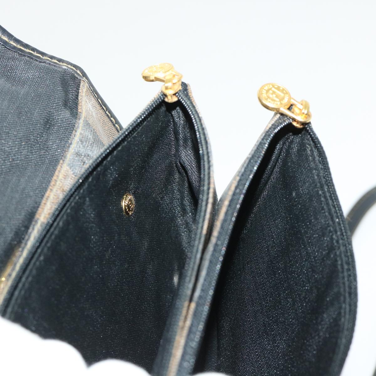 FENDI Pecan Canvas Shoulder Bag Black Brown bs6553