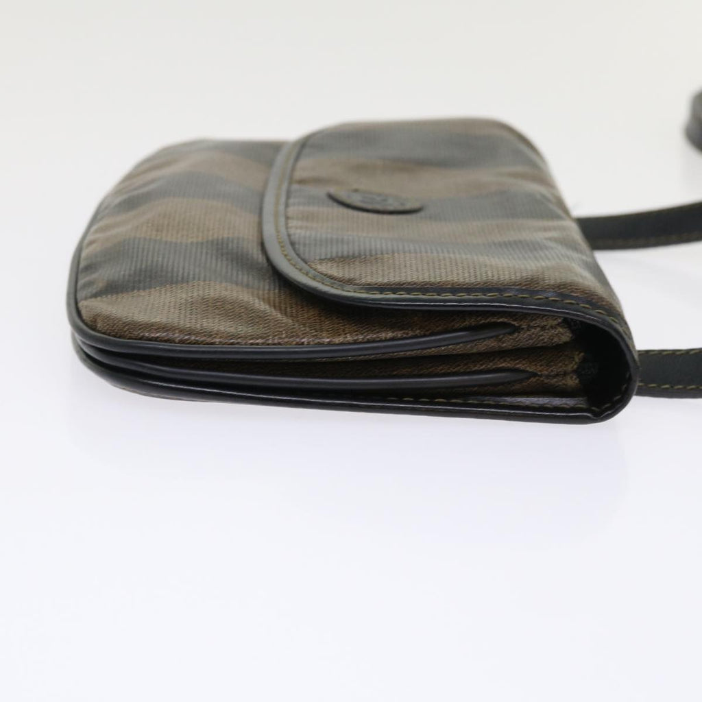 FENDI Pecan Canvas Shoulder Bag Black Brown bs6553