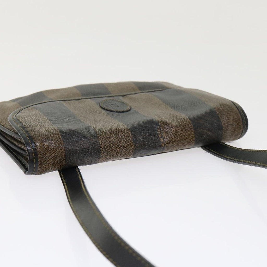 FENDI Pecan Canvas Shoulder Bag Black Brown bs6553