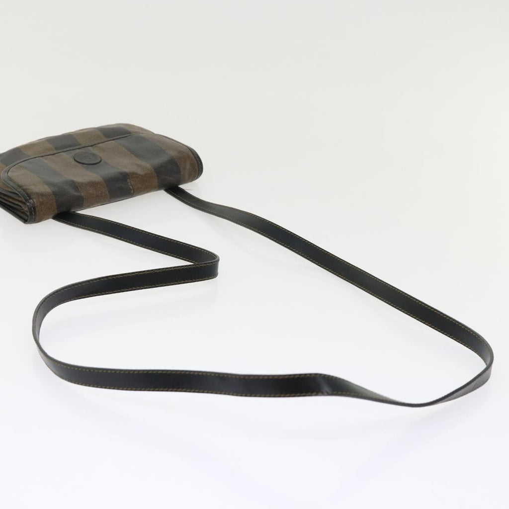 FENDI Pecan Canvas Shoulder Bag Black Brown bs6553