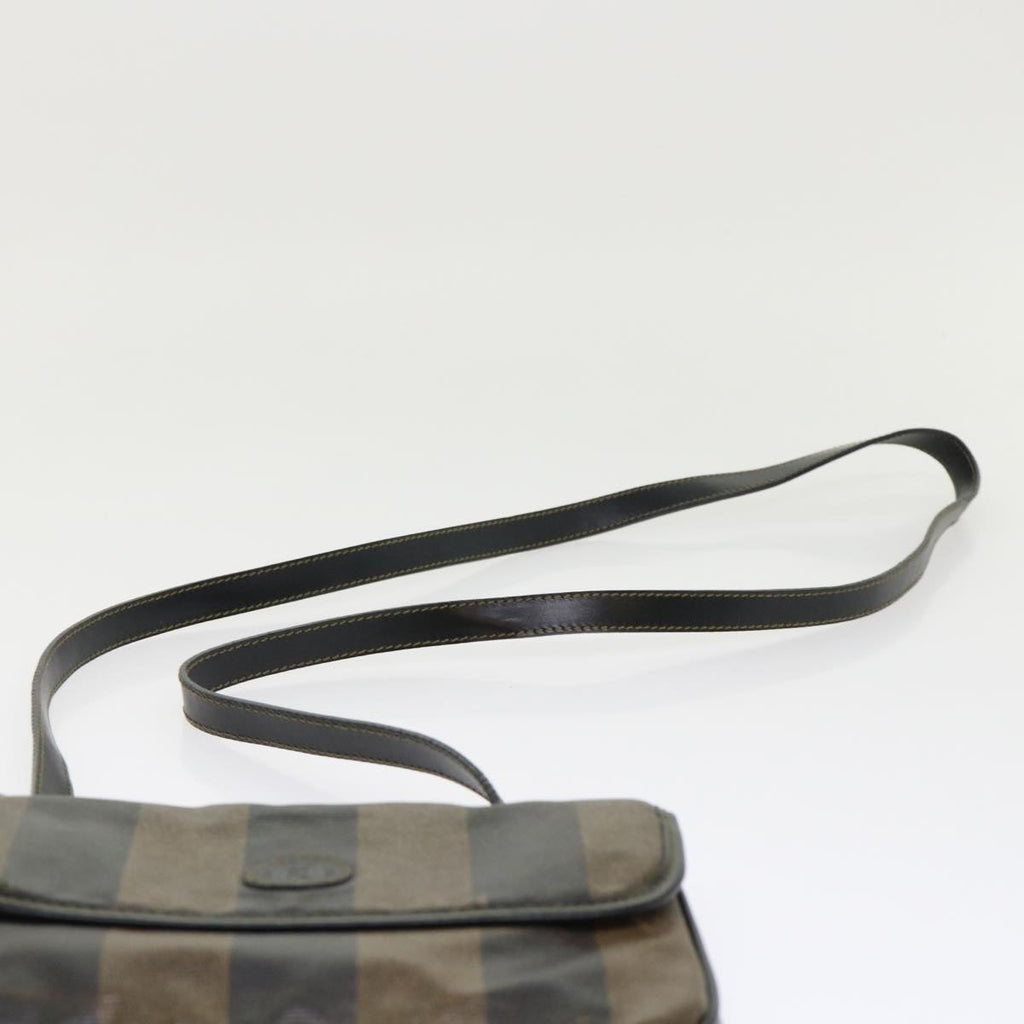 FENDI Pecan Canvas Shoulder Bag Black Brown bs6553