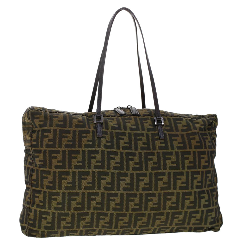 FENDI Zucca Canvas Tote Bag Nylon Brown Black bs6631