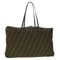 FENDI Zucca Canvas Tote Bag Nylon Brown Black bs6631