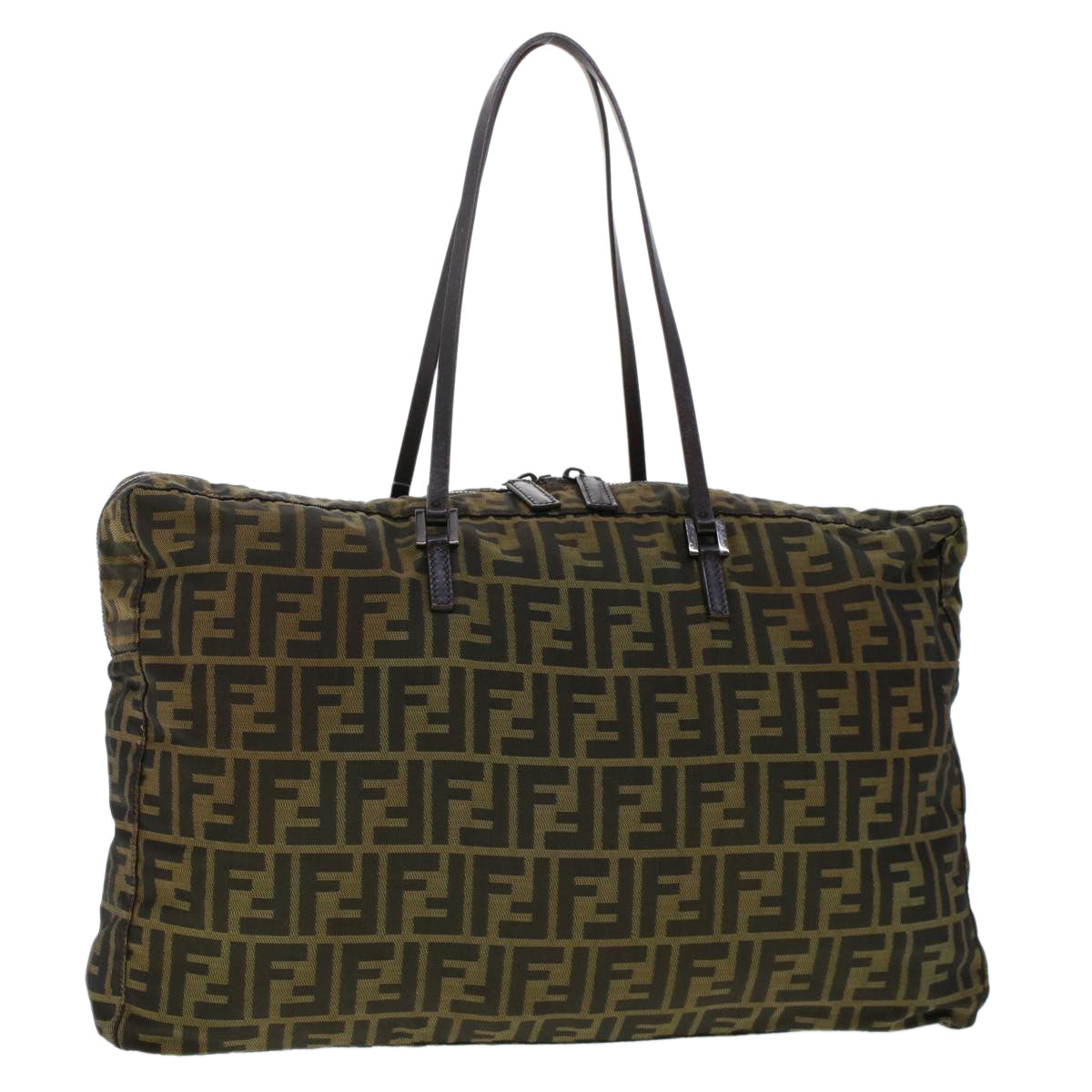 FENDI Zucca Canvas Tote Bag Nylon Brown Black bs6631