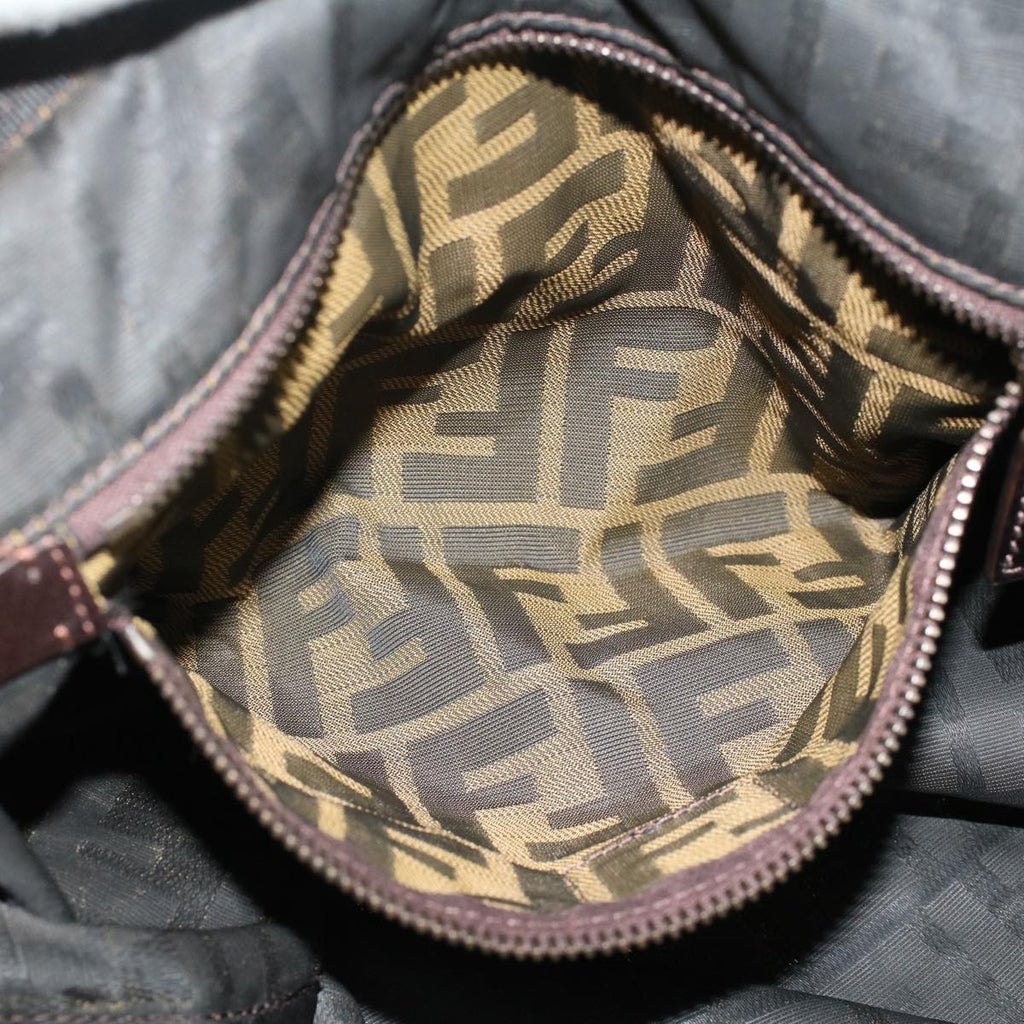 FENDI Zucca Canvas Tote Bag Nylon Brown Black bs6631