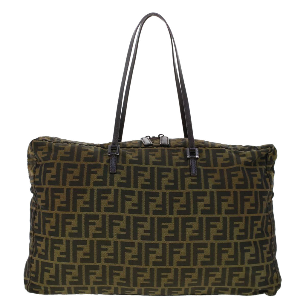 FENDI Zucca Canvas Tote Bag Nylon Brown Black bs6631