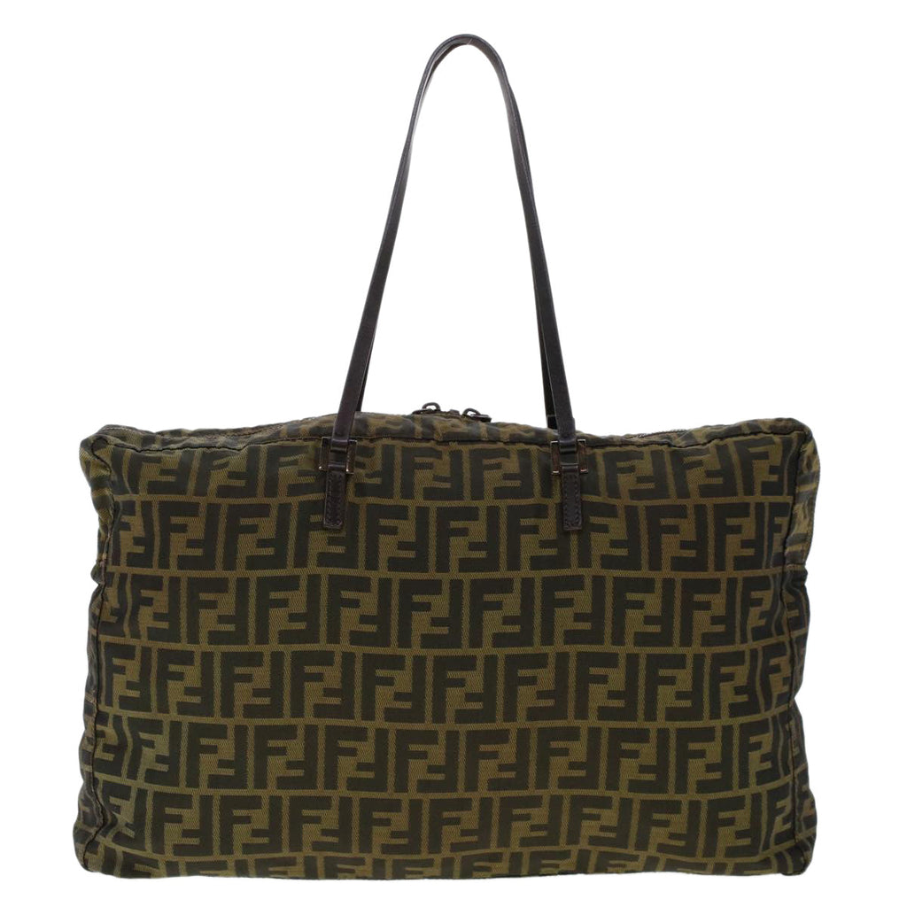 FENDI Zucca Canvas Tote Bag Nylon Brown Black bs6631