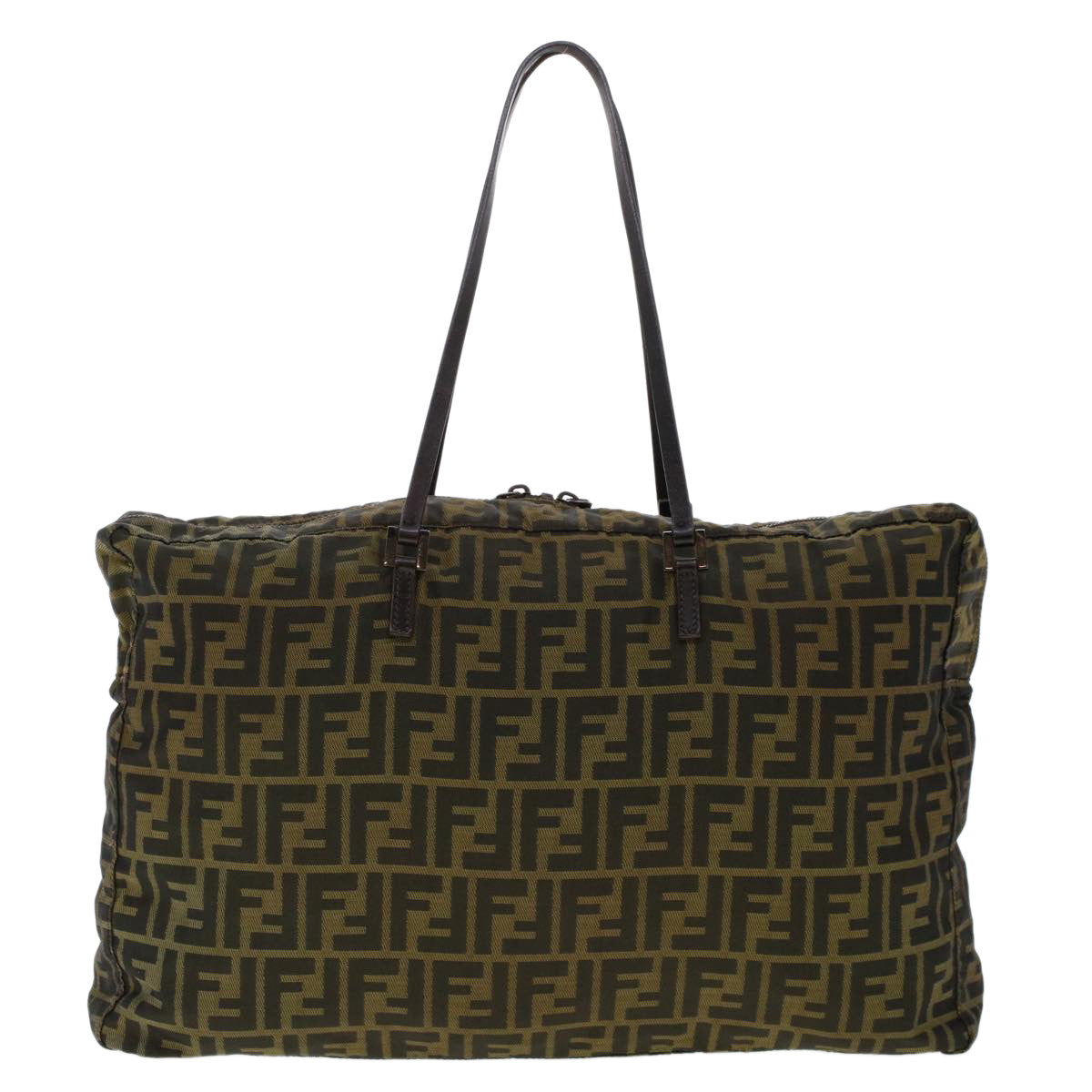 FENDI Zucca Canvas Tote Bag Nylon Brown Black bs6631