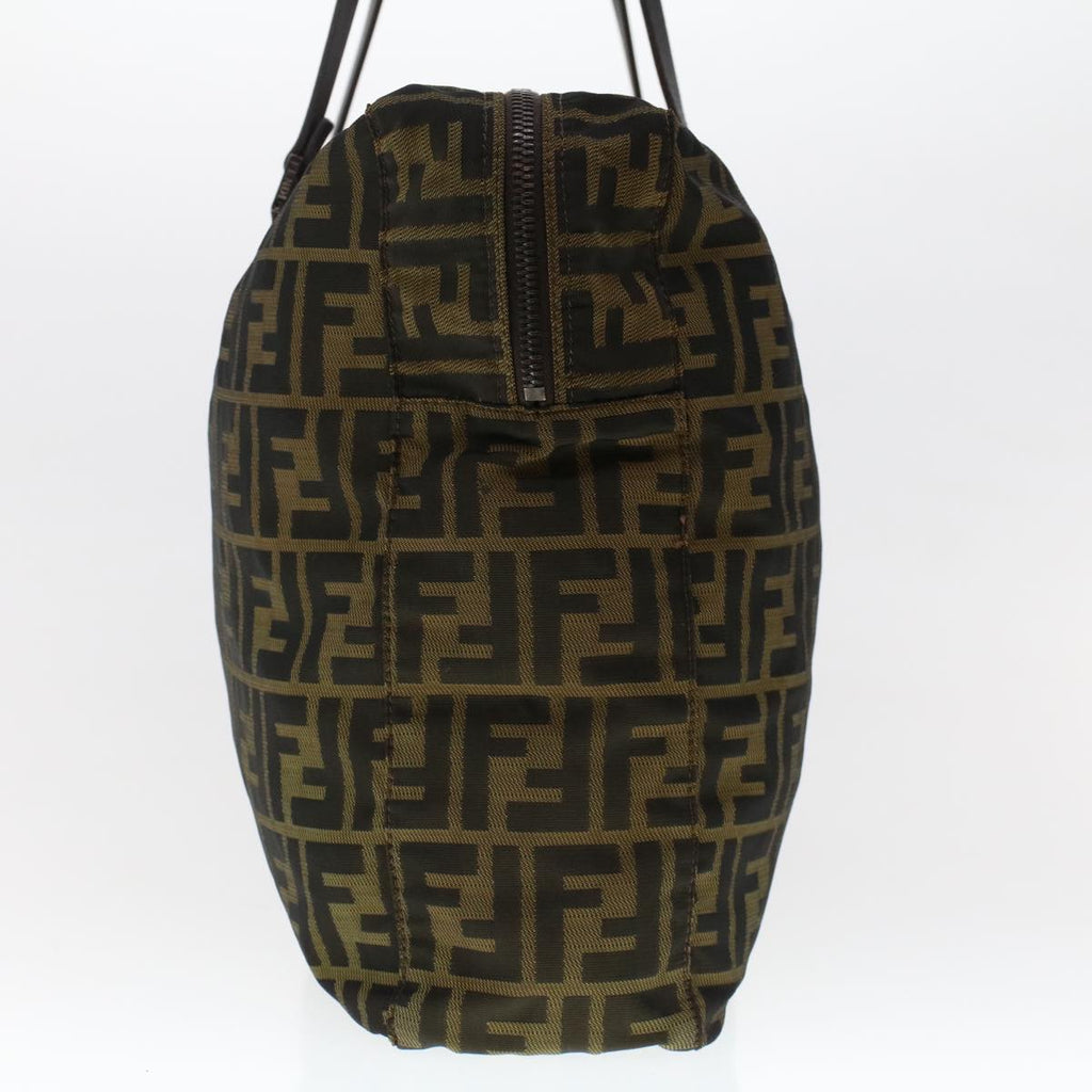 FENDI Zucca Canvas Tote Bag Nylon Brown Black bs6631