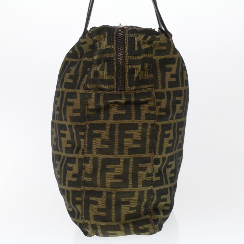 FENDI Zucca Canvas Tote Bag Nylon Brown Black bs6631
