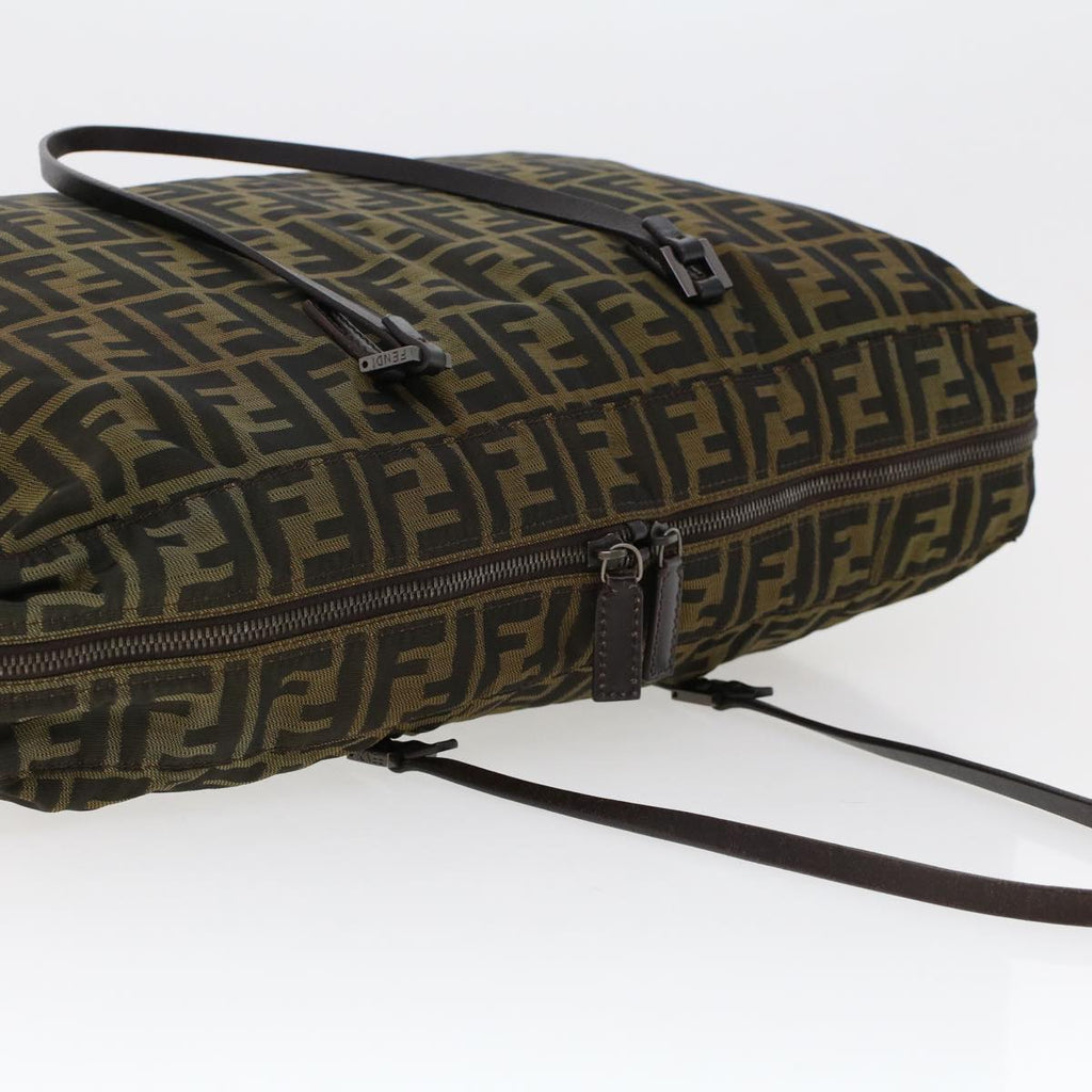 FENDI Zucca Canvas Tote Bag Nylon Brown Black bs6631