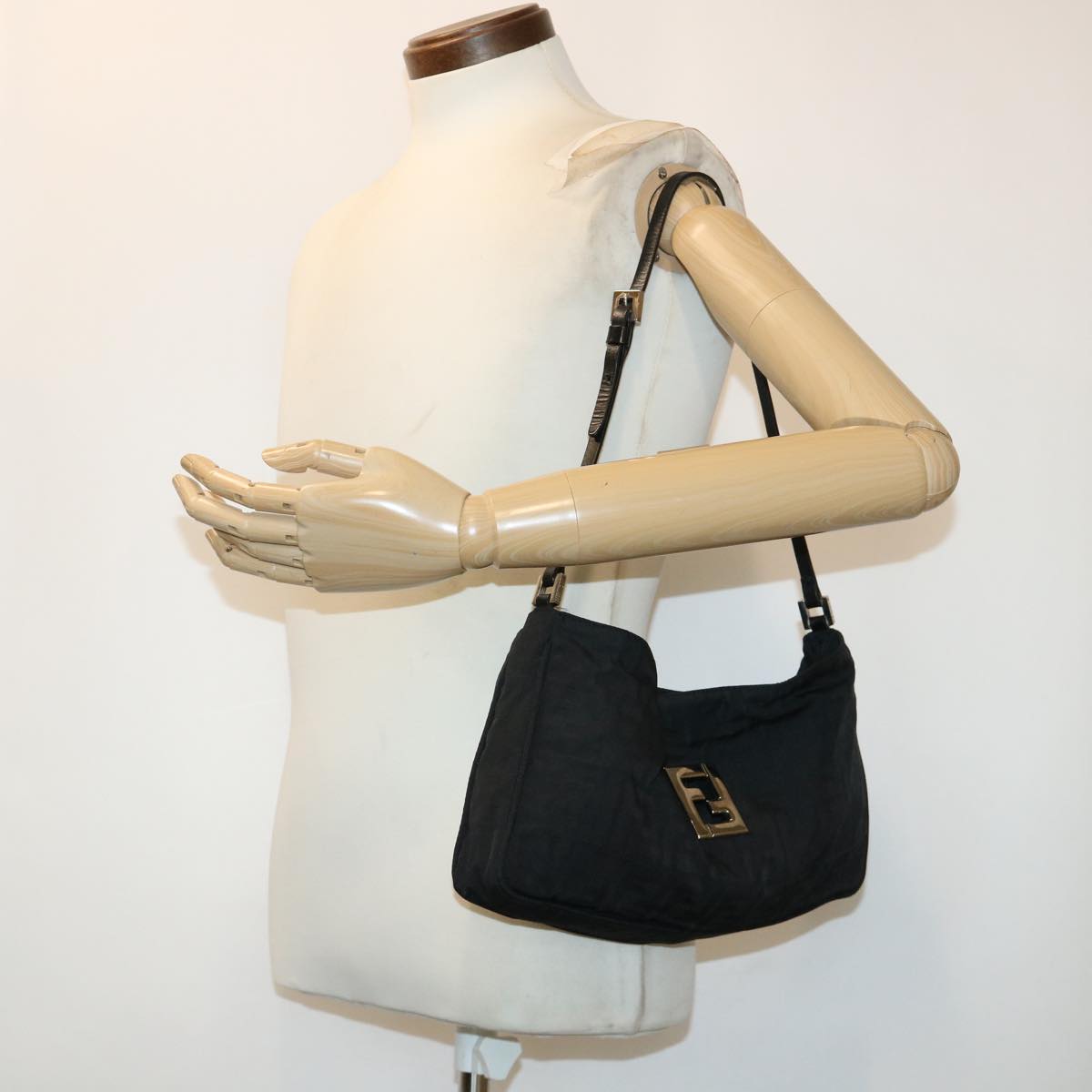 FENDI Zucca Canvas Shoulder Bag Black bs6666