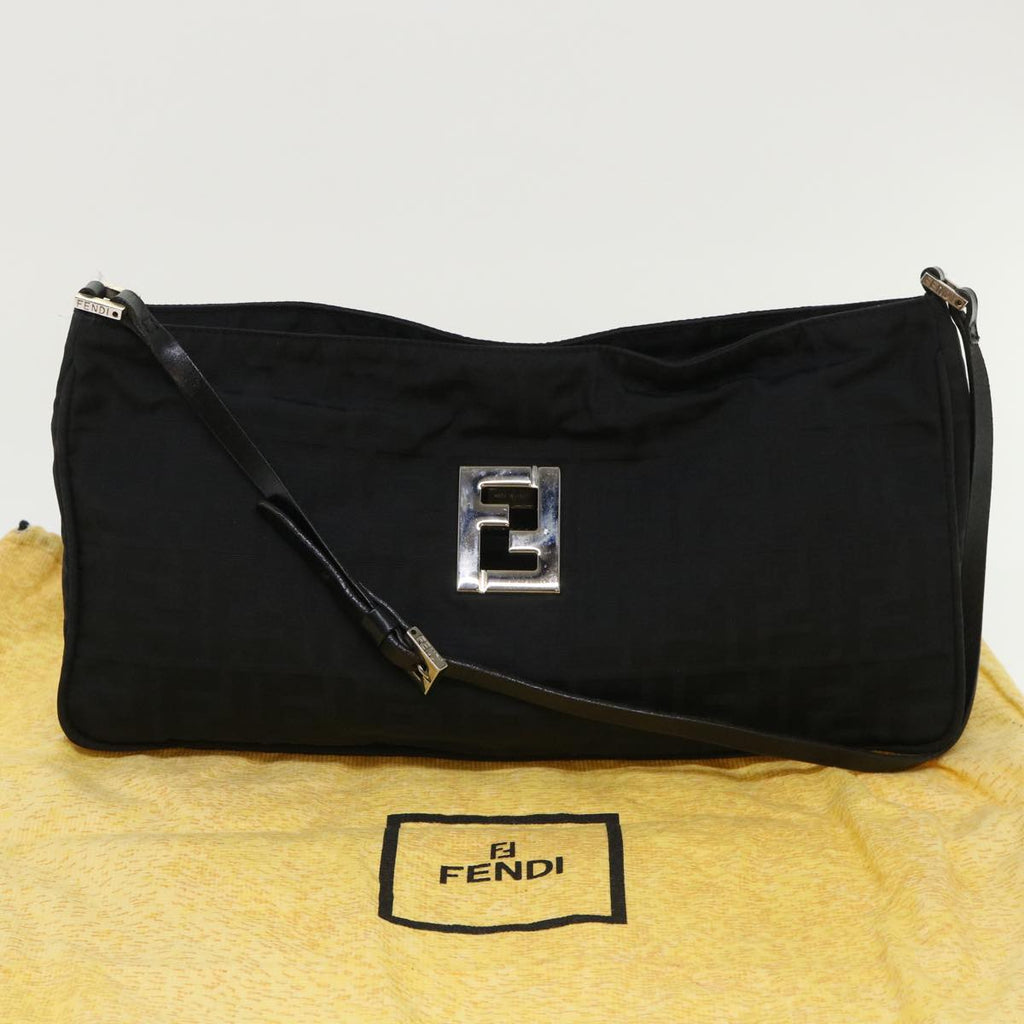 FENDI Zucca Canvas Shoulder Bag Black bs6666