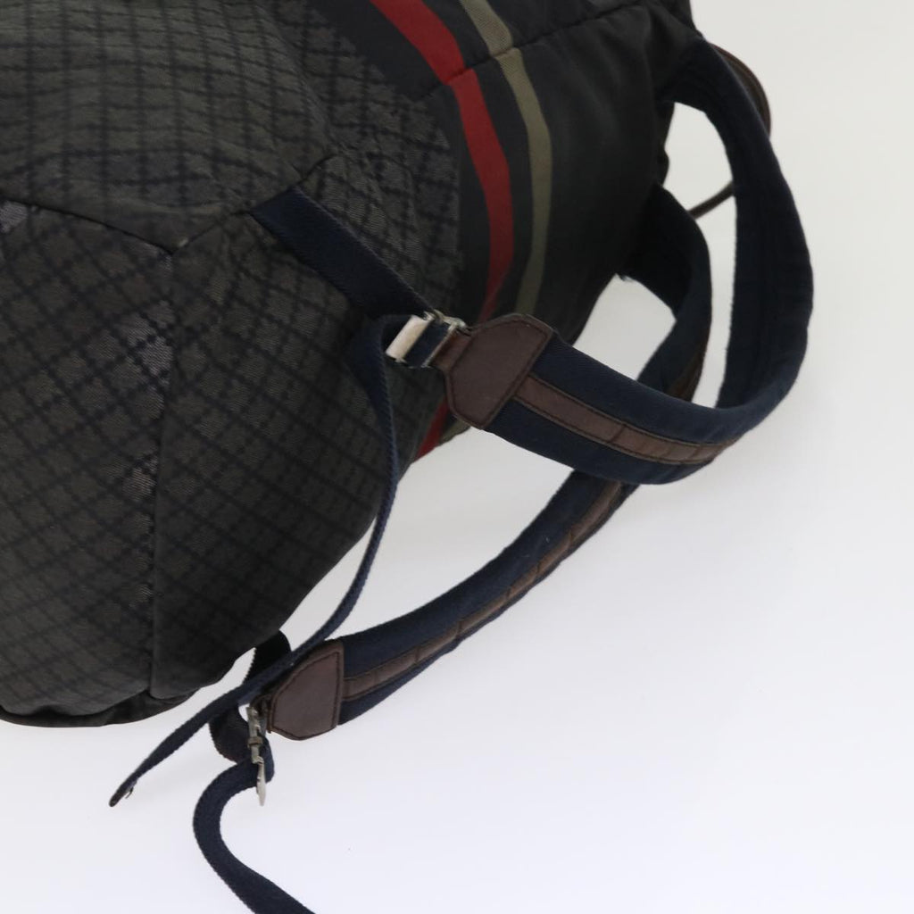 GUCCI Sherry Line Diamante Backpack Nylon Black Red beige 268111 bs6735