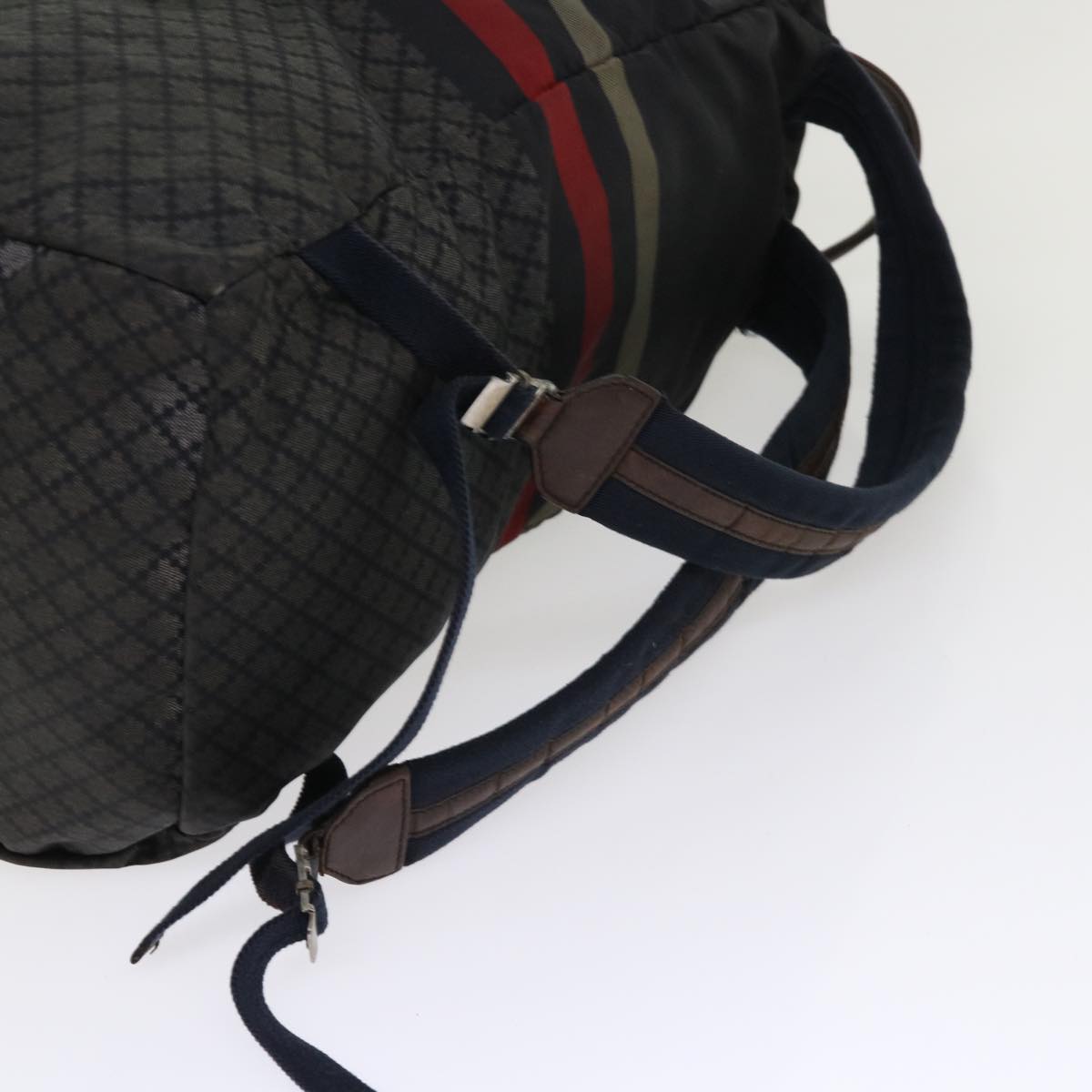 GUCCI Sherry Line Diamante Backpack Nylon Black Red beige 268111 bs6735