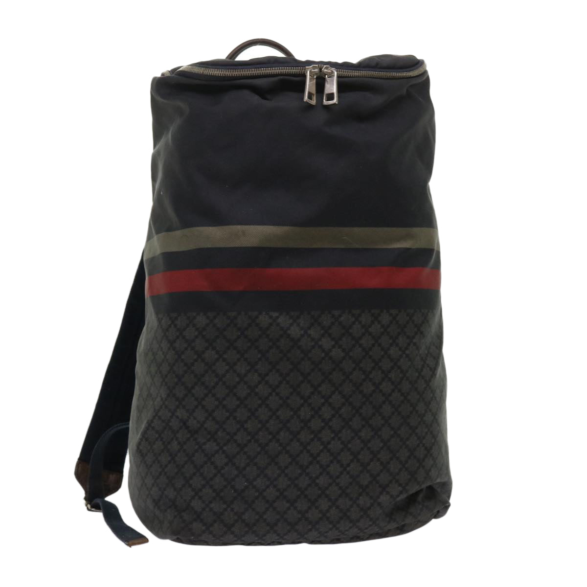 GUCCI Sherry Line Diamante Backpack Nylon Black Red beige 268111 bs6735