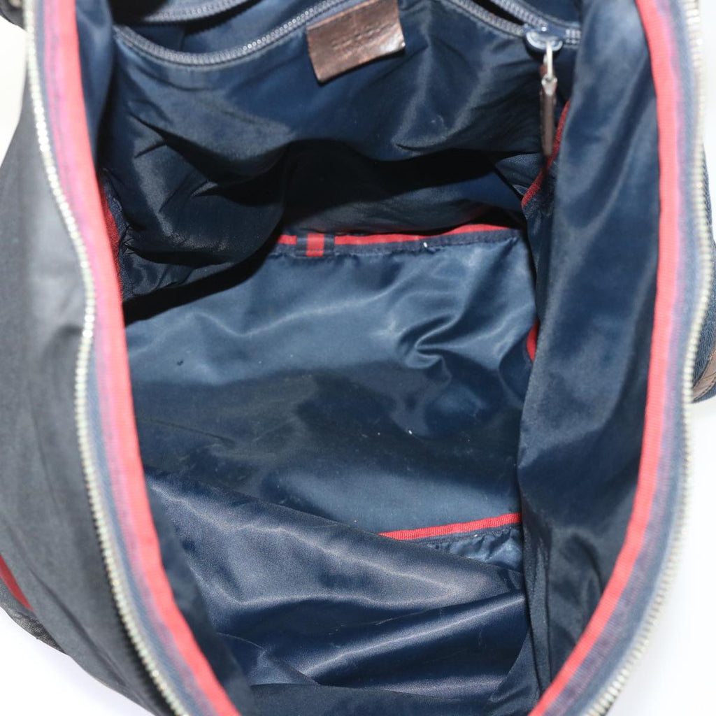 GUCCI Sherry Line Diamante Backpack Nylon Black Red beige 268111 bs6735