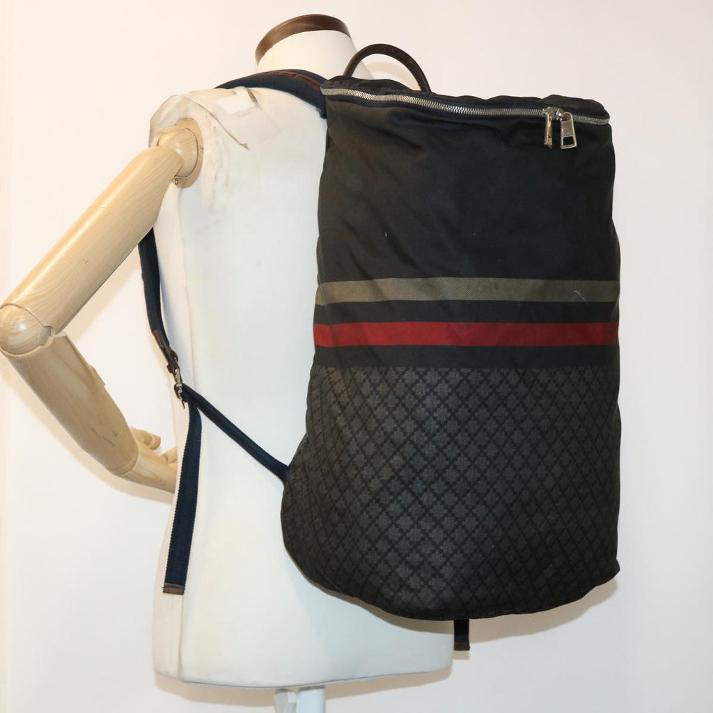 GUCCI Sherry Line Diamante Backpack Nylon Black Red beige 268111 bs6735