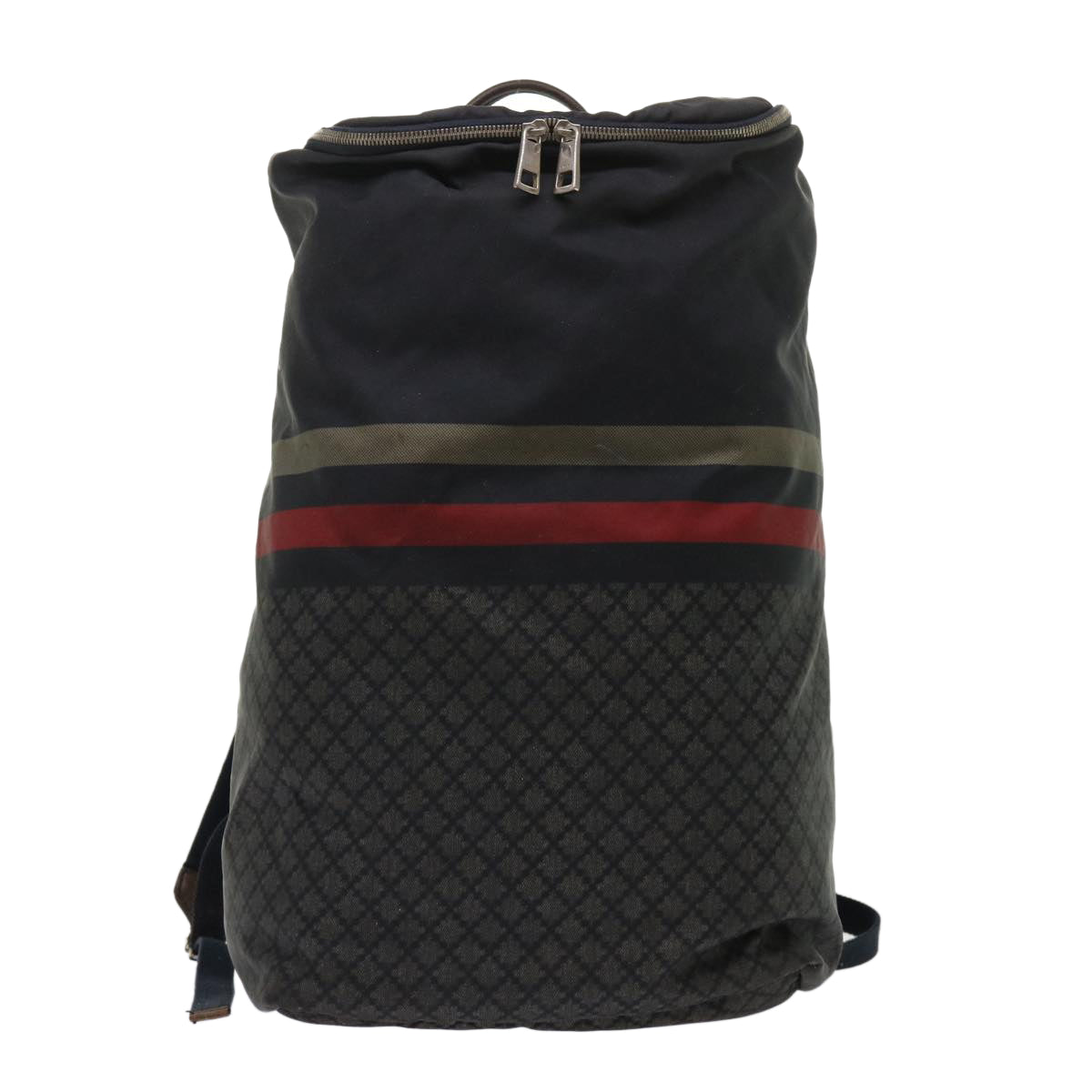 GUCCI Sherry Line Diamante Backpack Nylon Black Red beige 268111 bs6735