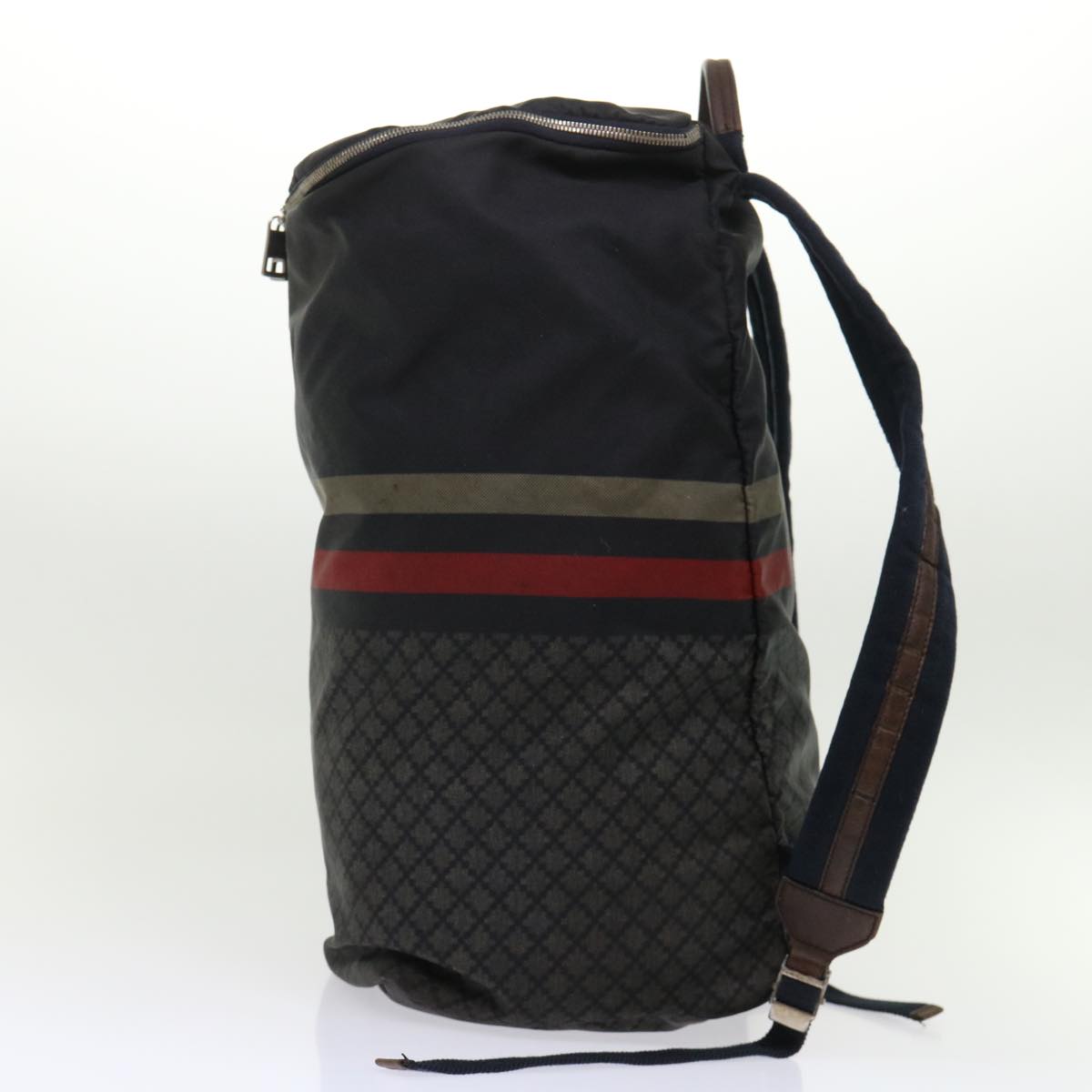 GUCCI Sherry Line Diamante Backpack Nylon Black Red beige 268111 bs6735