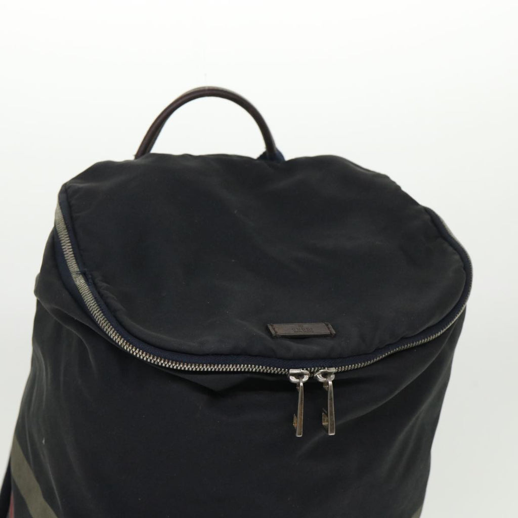 GUCCI Sherry Line Diamante Backpack Nylon Black Red beige 268111 bs6735