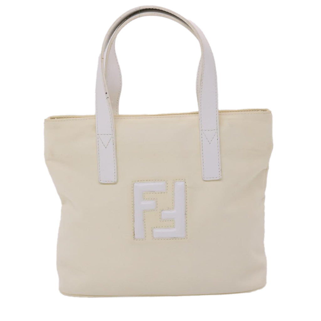 FENDI Hand Bag Nylon 2way White bs6739