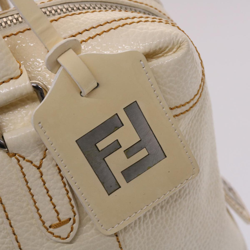 FENDI Boston Bag Leather White bs6767