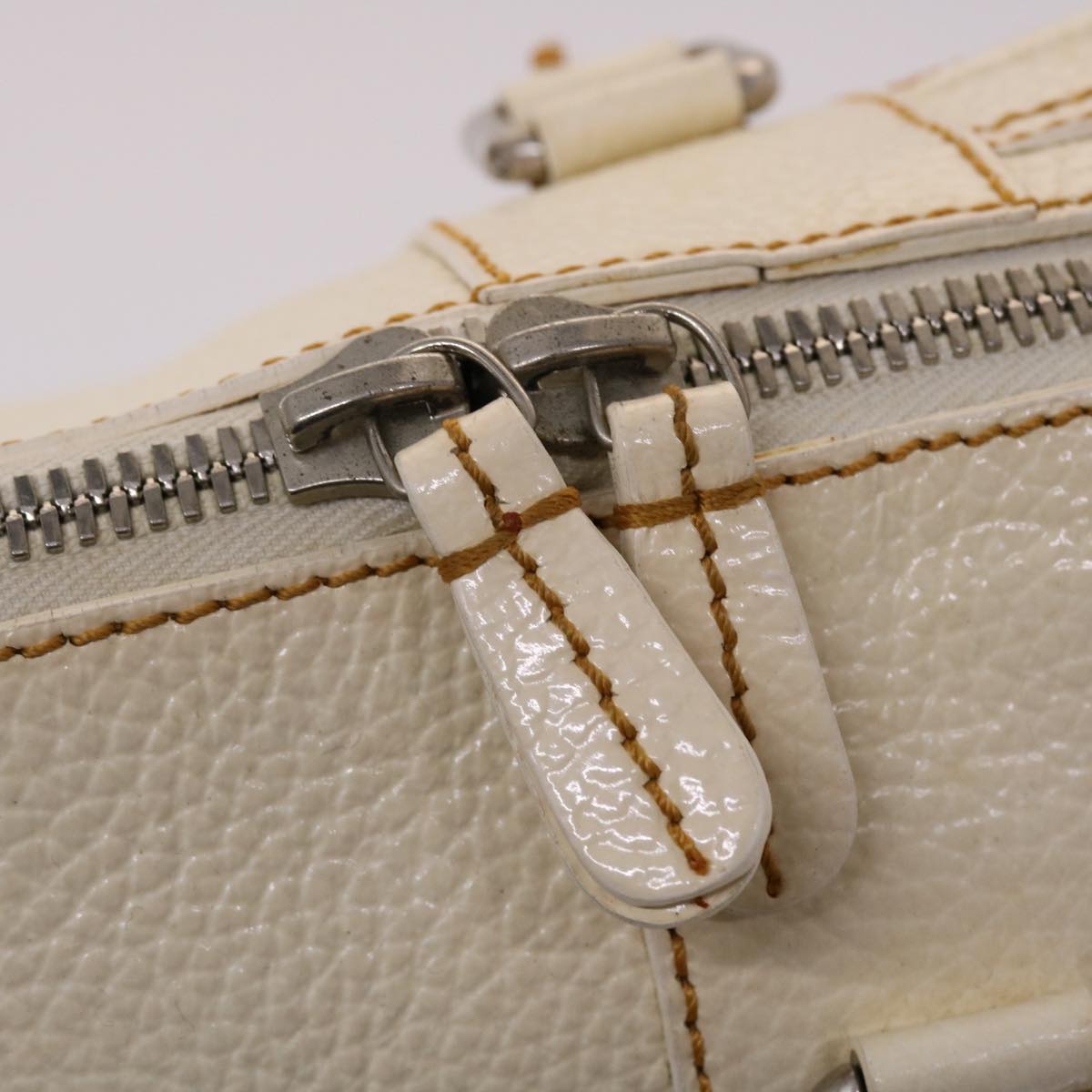 FENDI Boston Bag Leather White bs6767