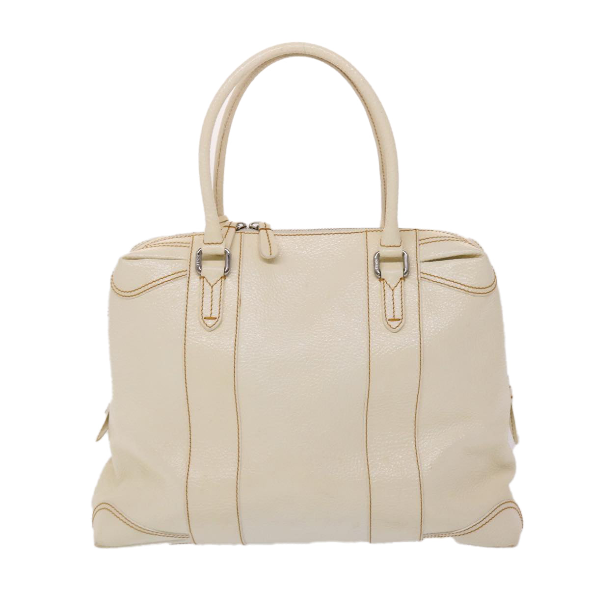 FENDI Boston Bag Leather White bs6767