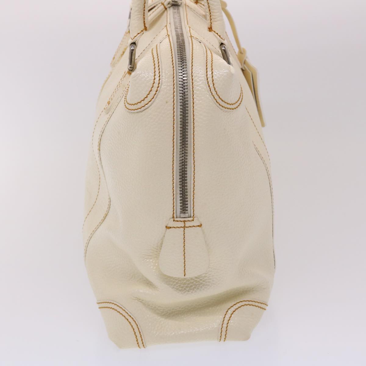 FENDI Boston Bag Leather White bs6767