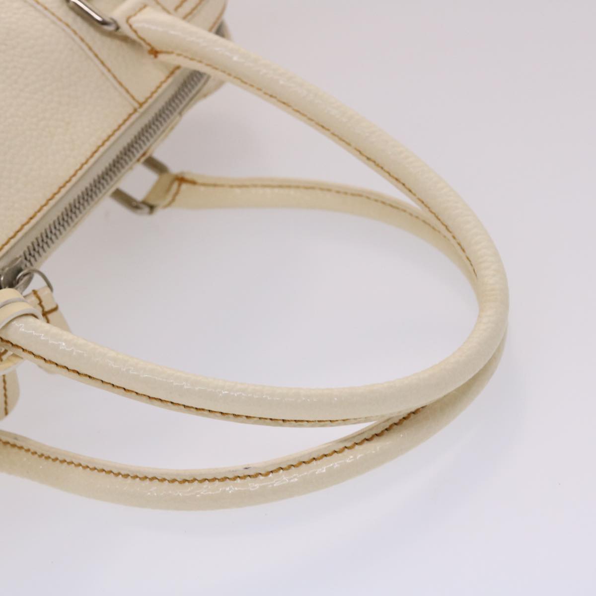 FENDI Boston Bag Leather White bs6767