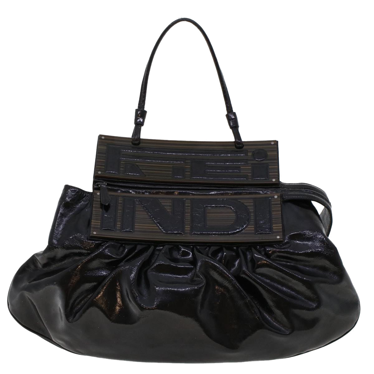 FENDI Hand Bag Patent leather Black bs6771